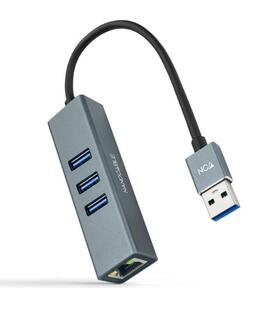 CONVERSOR USB 3.0 ETHERNET GB+3xUSB3.0 GRIS 15 CM NANOCABLE