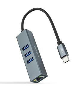 CONVERSOR USB-C ETHERNET GB +3xUSB3.0 GRIS 15 CM NANOCABLE 1